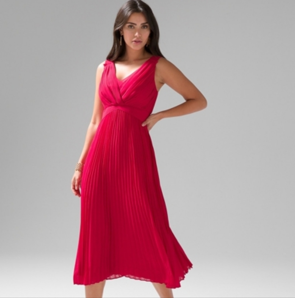 Elegant NWT WHBM Red Pleated Dress